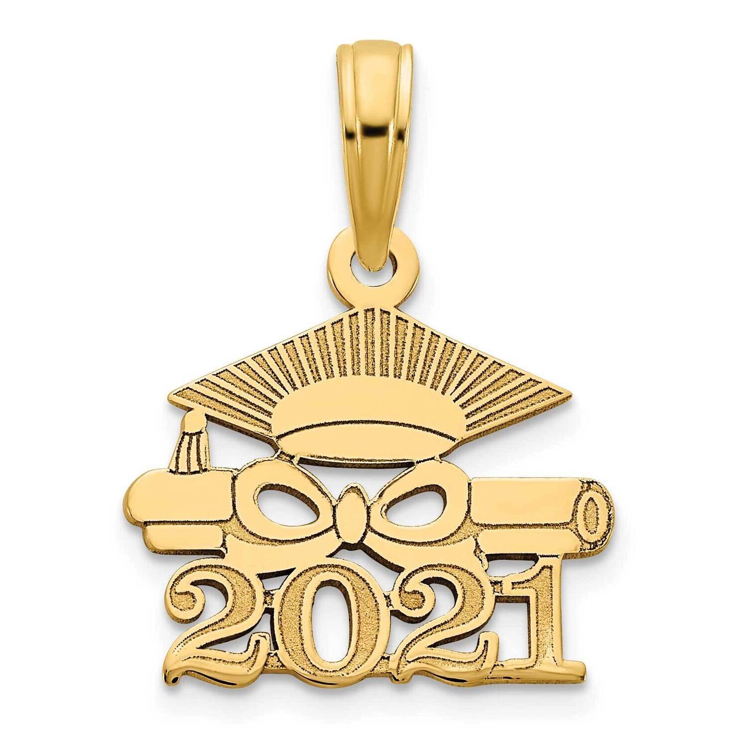 Graduation Cap and Diploma - 2021 Charm 14k Gold YC1458