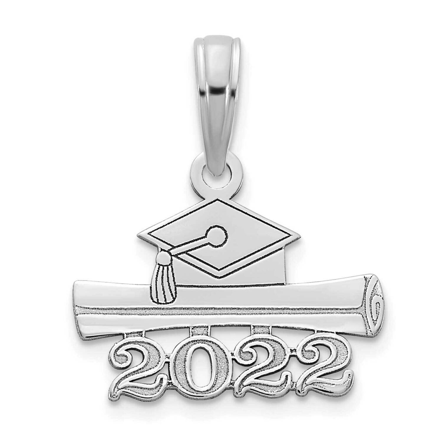 2022 Graduation Cap and Diploma Charm 14k White Gold YC1462W
