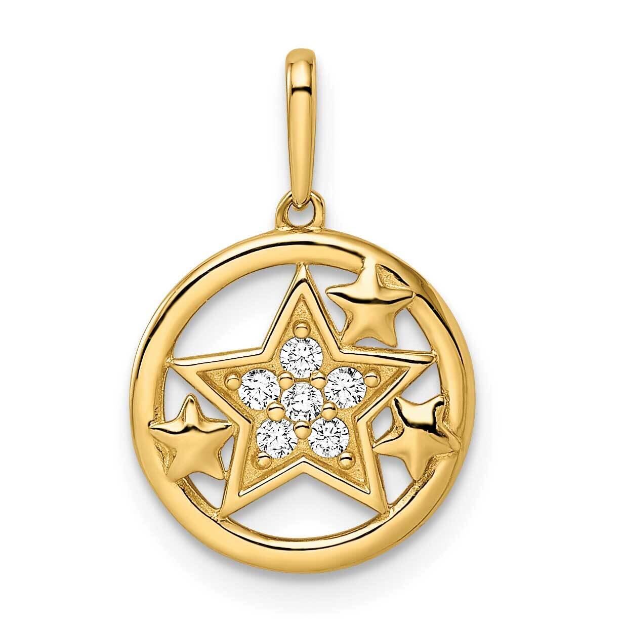 CZ Diamond Stars Circular Pendant 14k Gold YC1470, MPN: YC1470, 716838359783