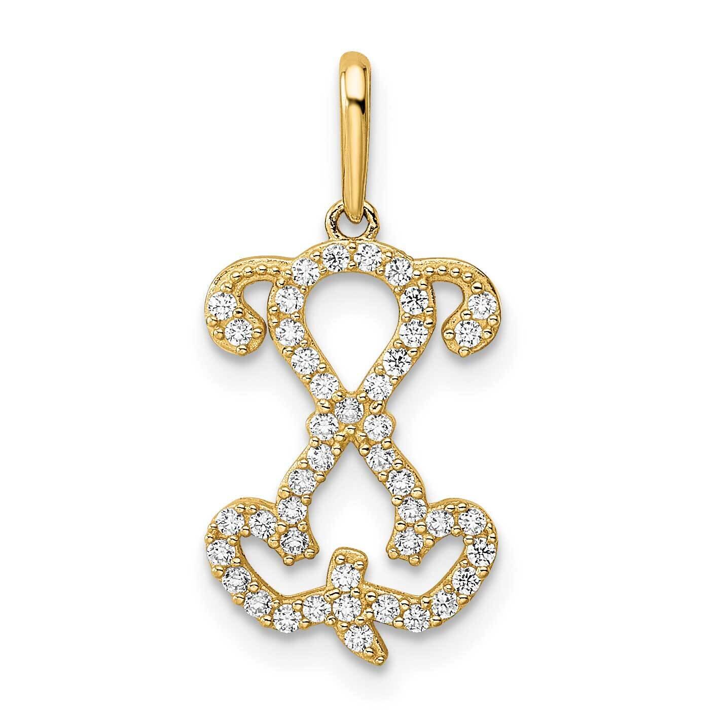CZ Diamond Puppy Sitting Outline Pendant 14k Gold Polished YC1472, MPN: YC1472, 196904073223