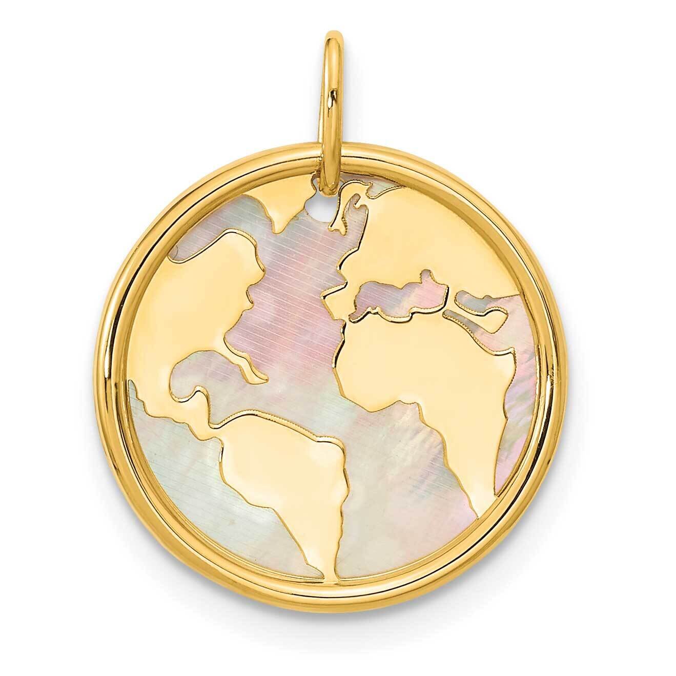 Mother of Pearl Earth Pendant 14k Gold Polished YC1476