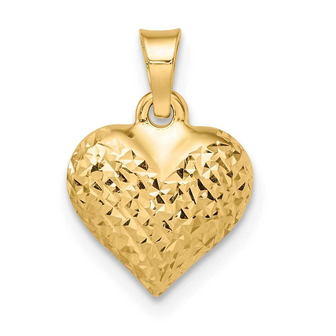 Diamond-Cut Medium Puffed Heart Pendant 14k Gold Polished YC1504, MPN: YC1504,