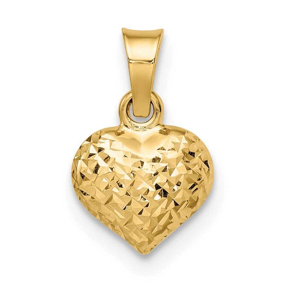 Diamond-Cut Small Puffed Heart Pendant 14k Gold Polished YC1505, MPN: YC1505,