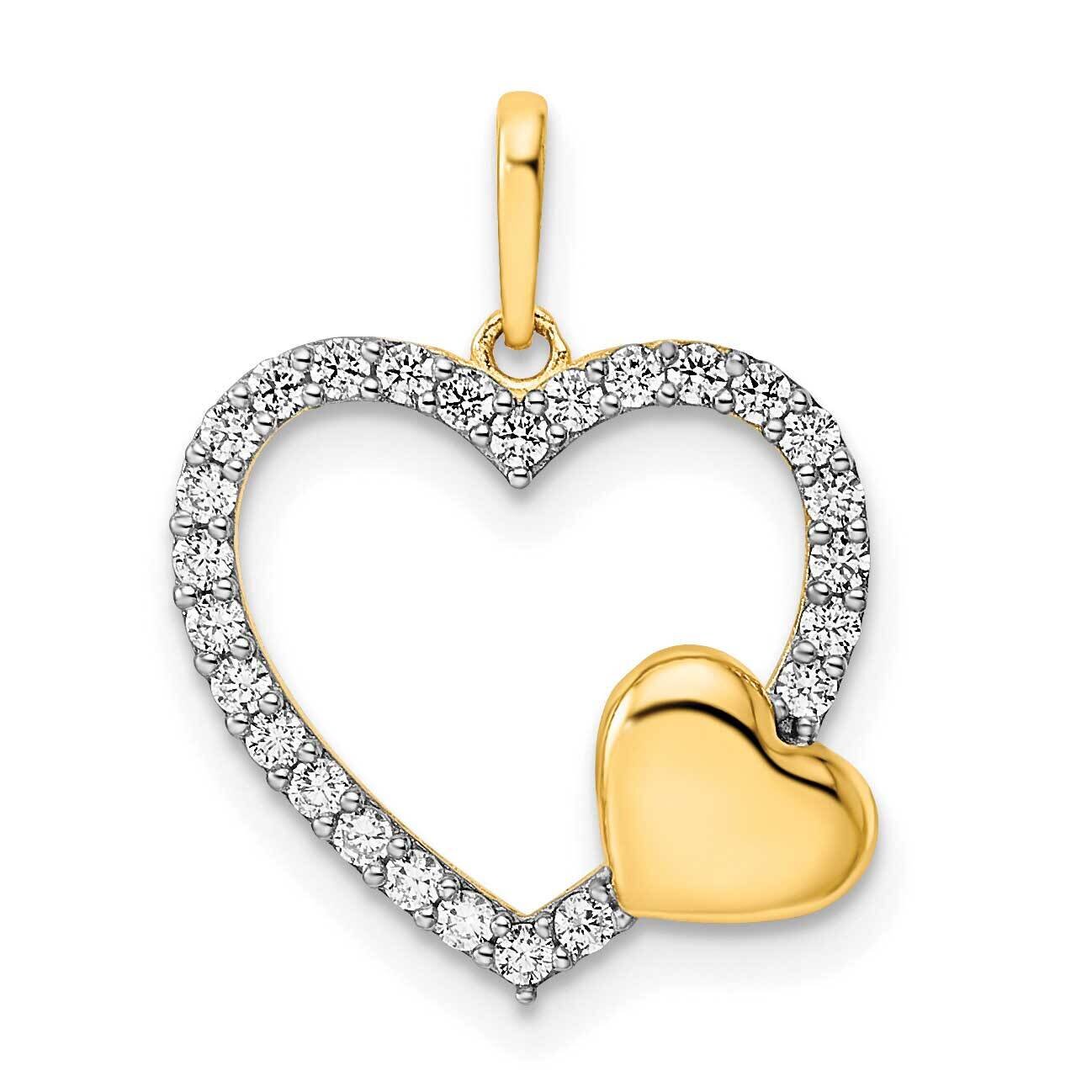 White CZ Diamond Heart Pendant 14k Gold Polished YC1509, MPN: YC1509,