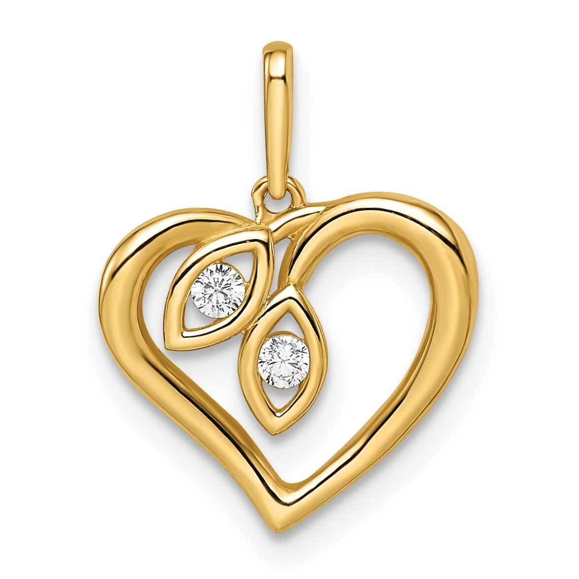CZ Diamond Heart Pendant 14k Gold YC1510, MPN: YC1510,