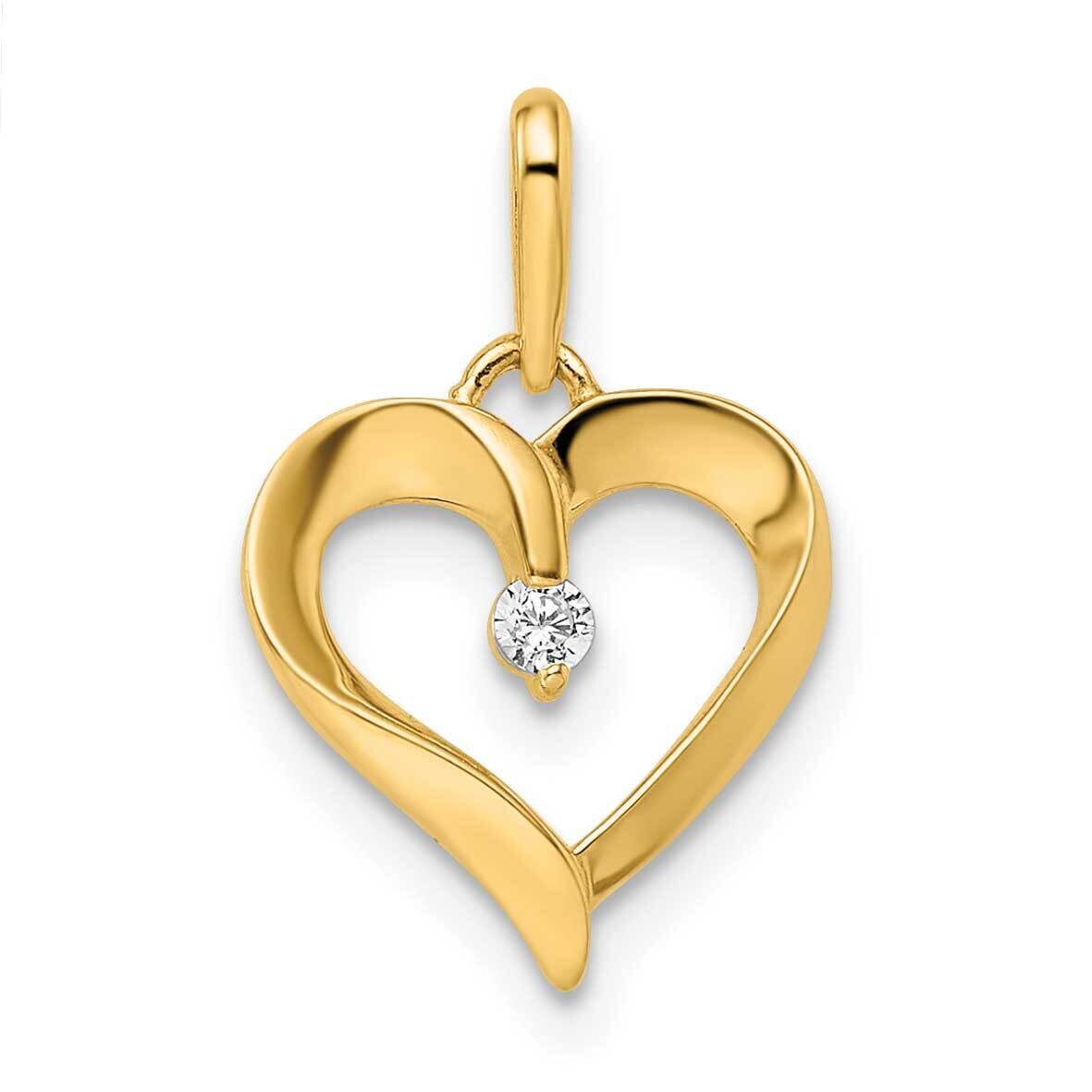 CZ Diamond Heart Pendant 14k Gold YC1512, MPN: YC1512,