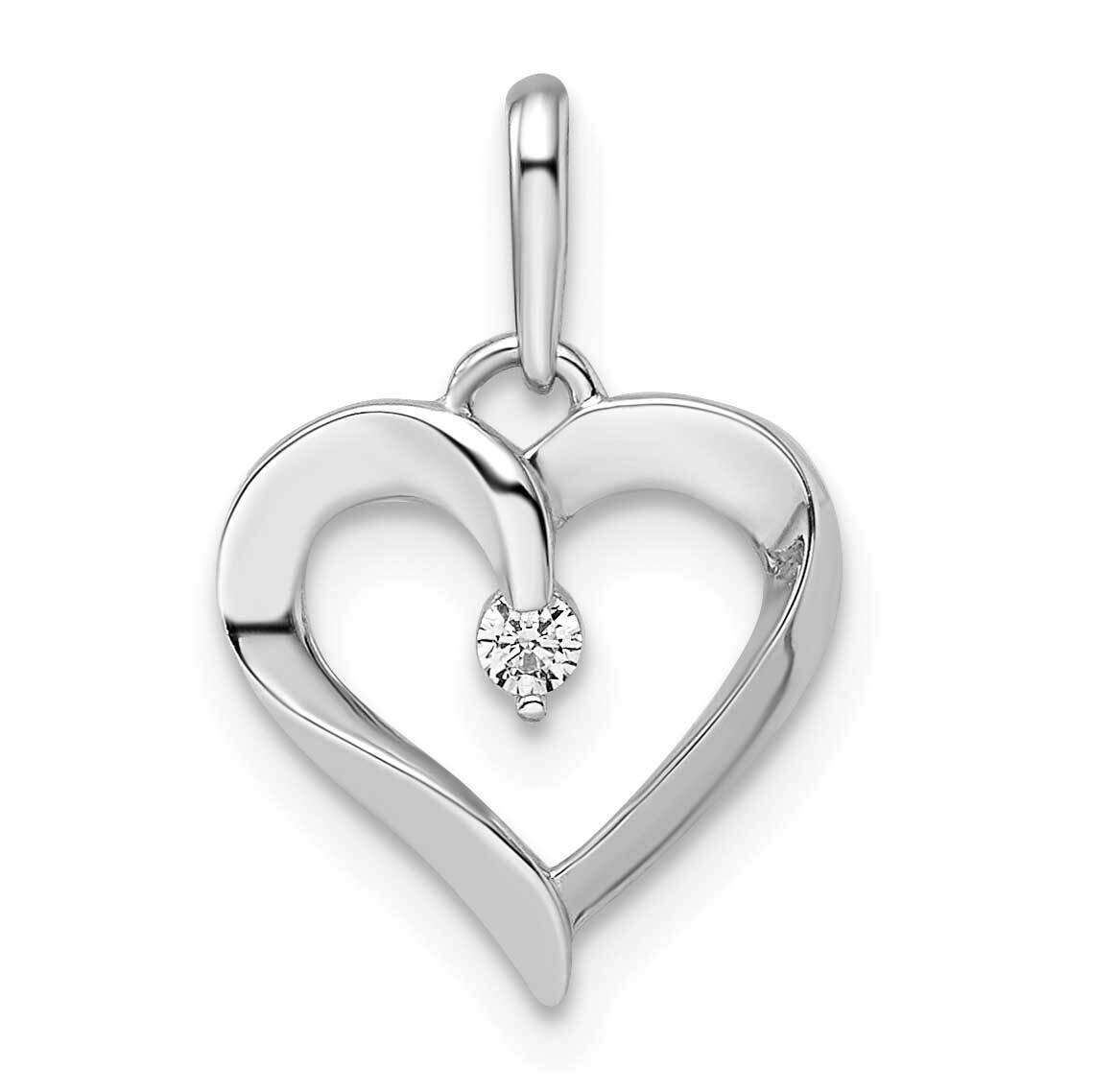CZ Diamond Heart Pendant 14k White Gold YC1513, MPN: YC1513,