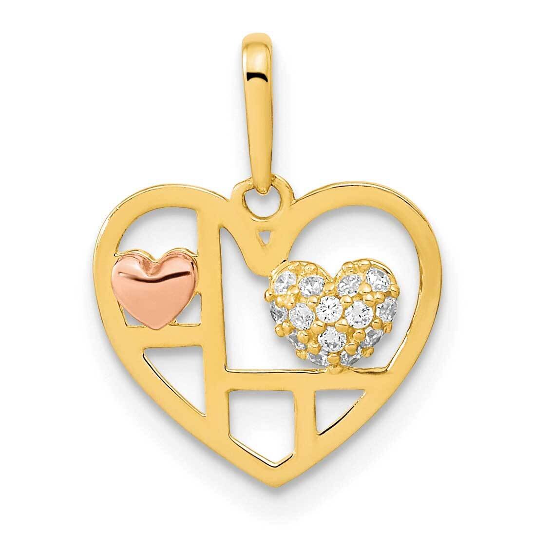 Heart with CZ Diamond Pendant 14k Two-Tone Gold YC1514, MPN: YC1514,