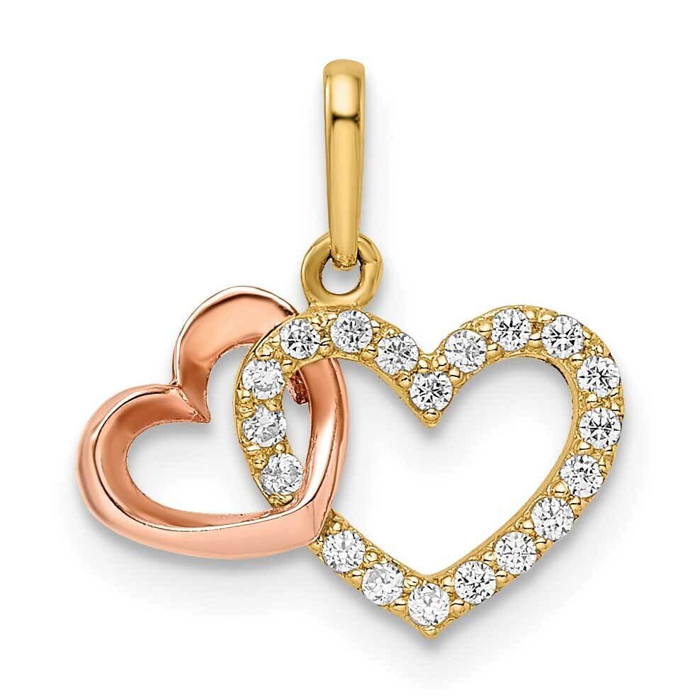 CZ Diamond Hearts Pendant 14k Two-Tone Gold YC1516, MPN: YC1516, 716838359790