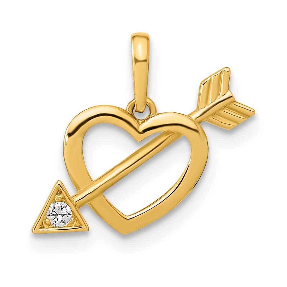 Cut Out Heart with Arrow CZ Diamond Pendant 14k Gold Polished YC1518, MPN: YC1518, 196904149515
