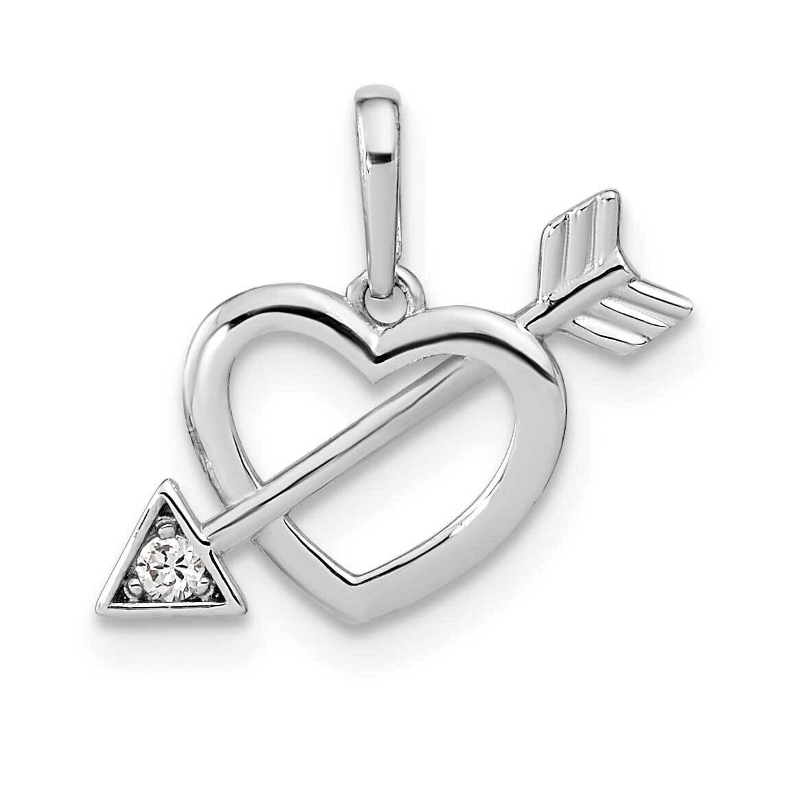 Cut-Out Heart with Arrow CZ Diamond Pendant 14k White Gold YC1519, MPN: YC1519, 196904149508