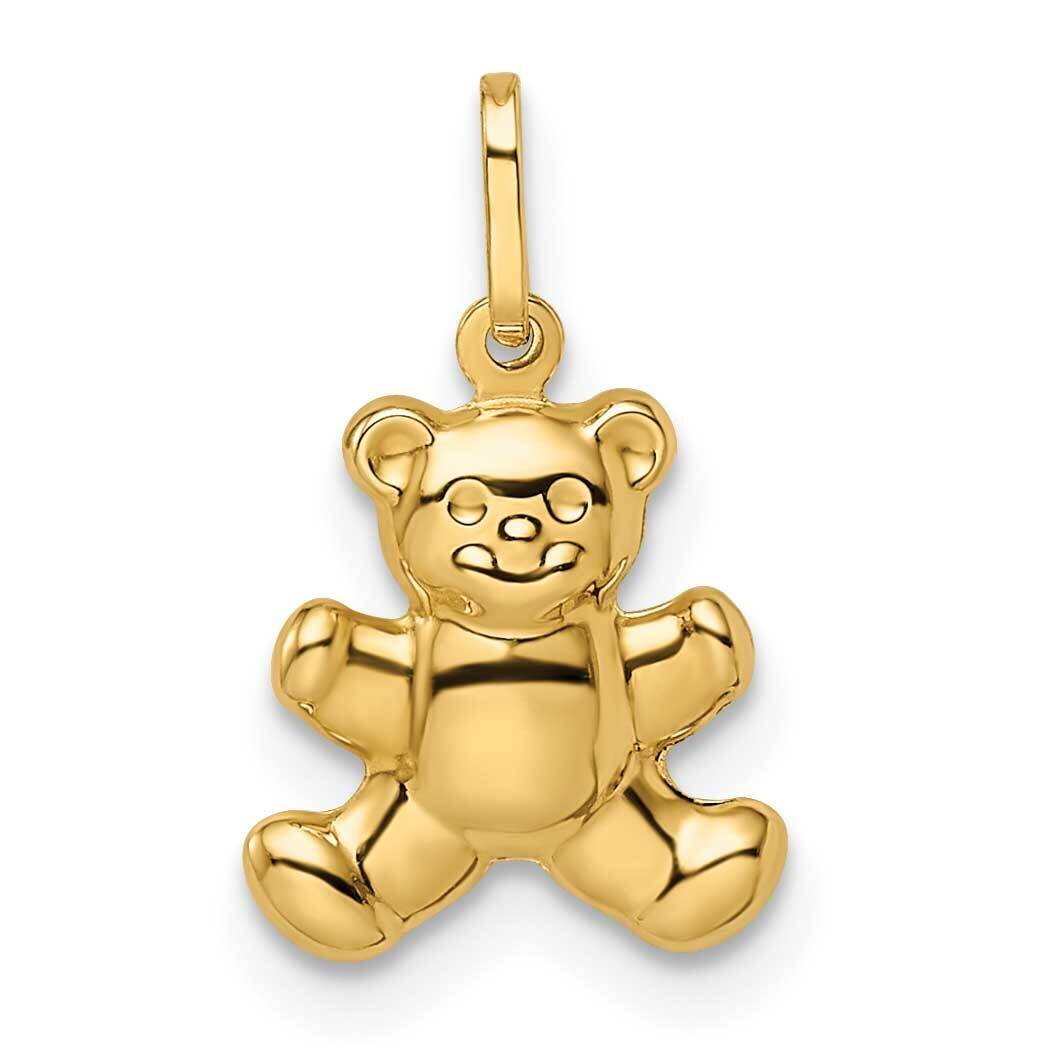 Puffed Teddy Bear Pendant 14k Gold Polished YC1524