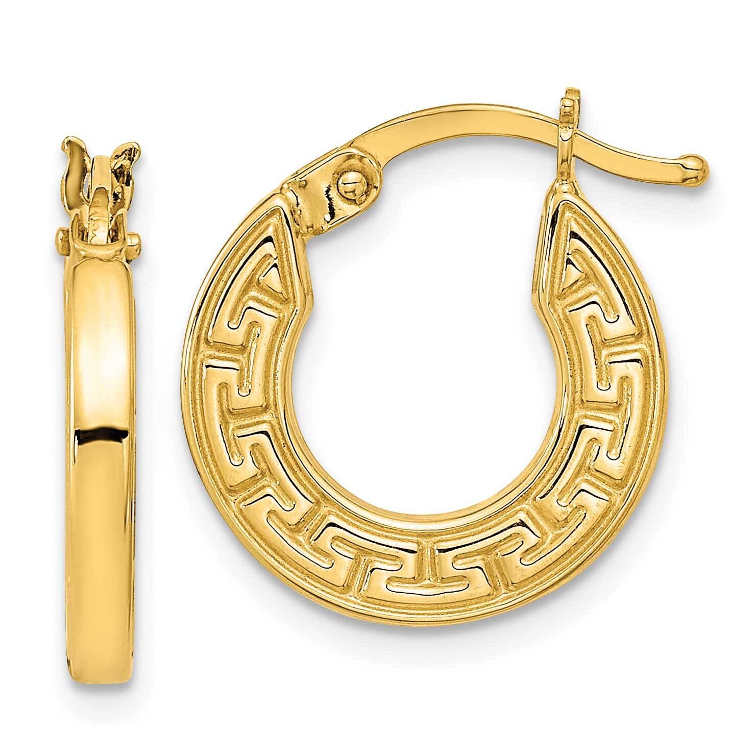 Hollow Greek Key Hoop Earrings 14k Gold Polished YE1903, MPN: YE1903, 191101799754