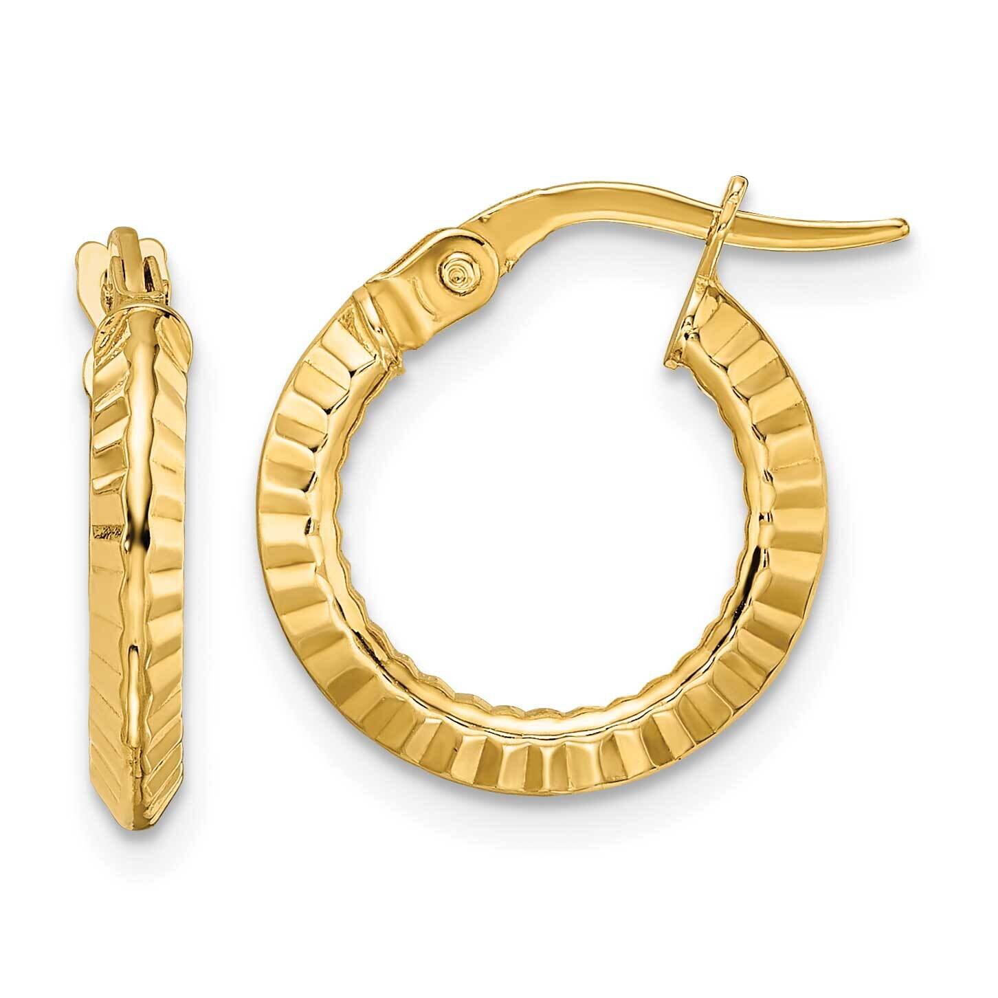 Textured Hoop Earrings 14k Gold Polished YE1904, MPN: YE1904, 716838357406