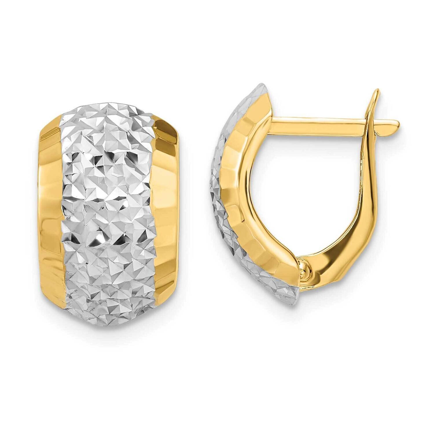 Diamond-Cut Hinged Earrings 14k Gold with White Rhodium YE1906, MPN: YE1906, 716838287963