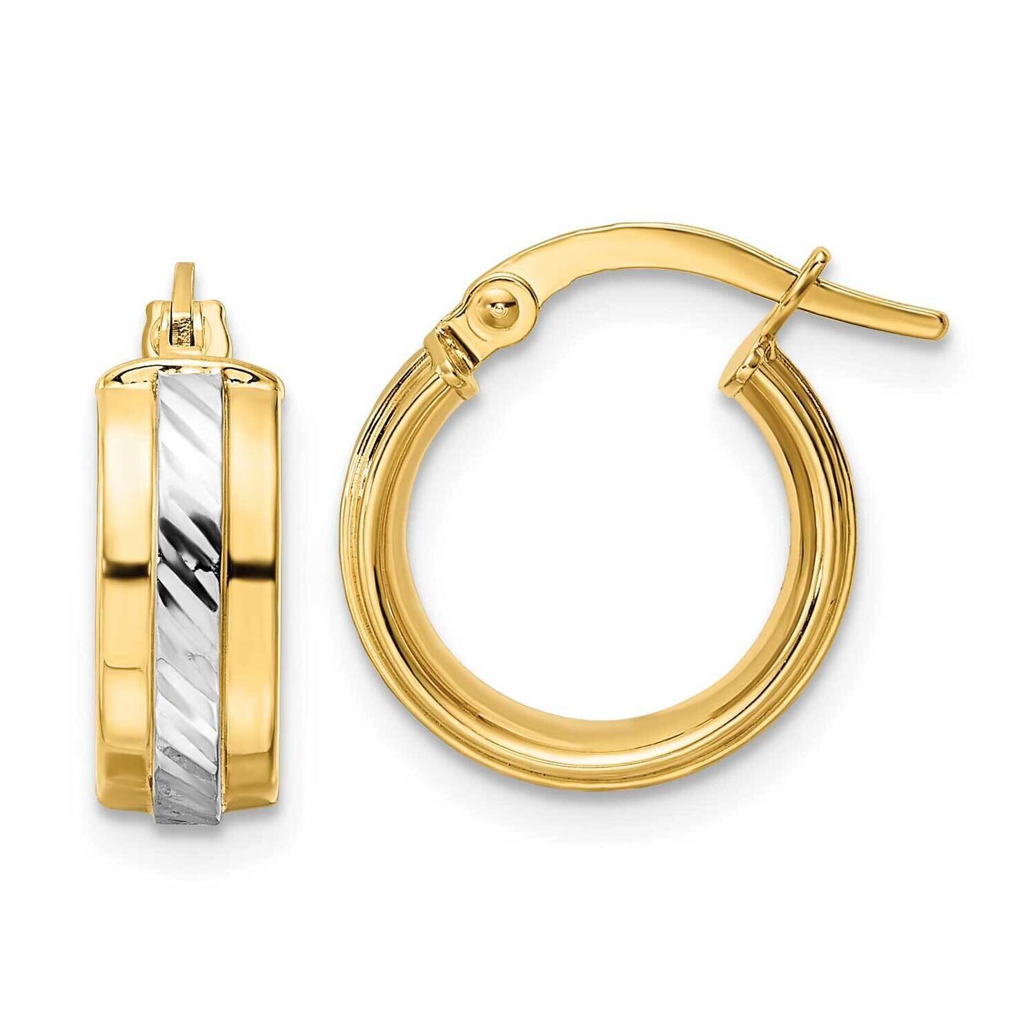 Diamond-Cut Hoop Earrings 14k Gold with White Rhodium YE1907