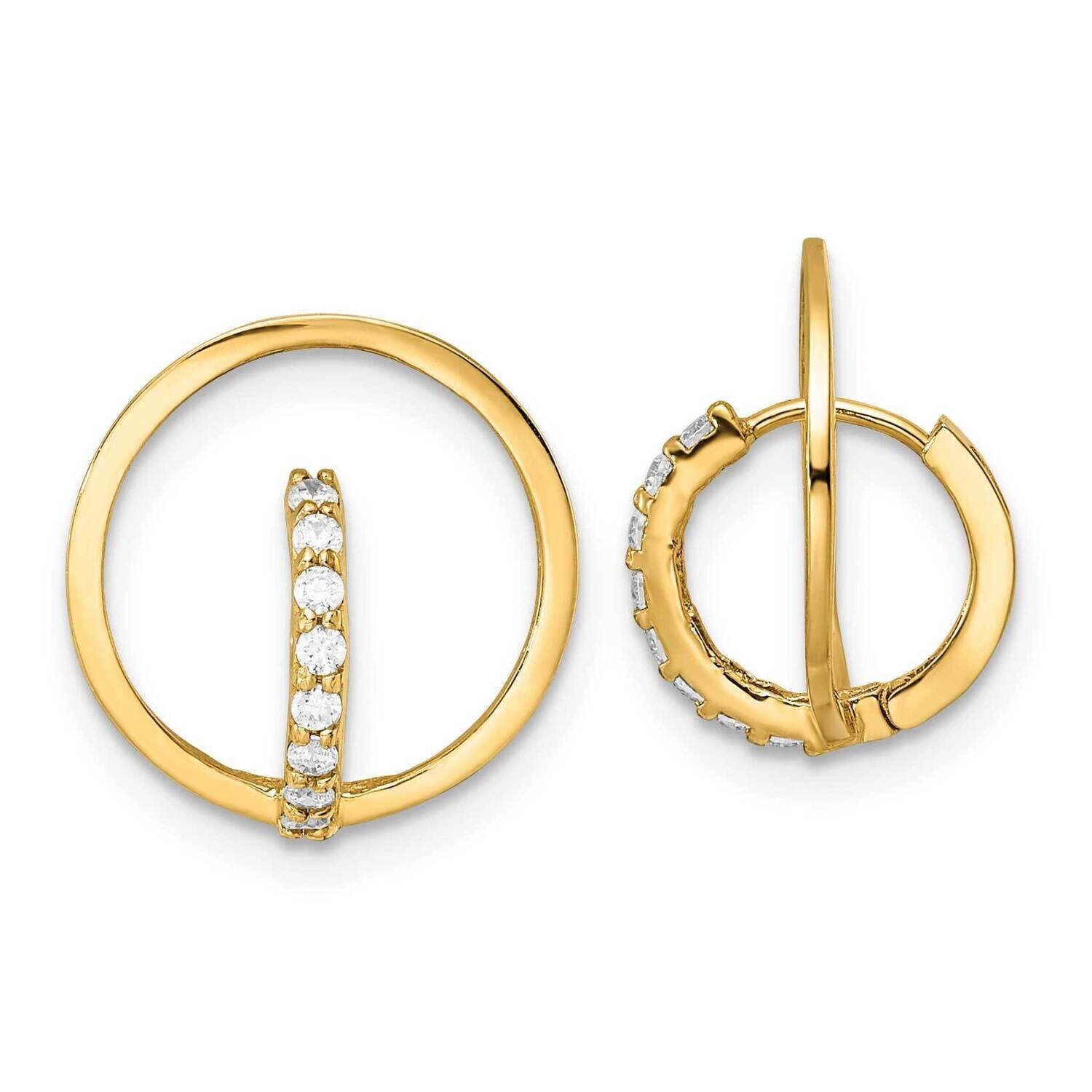 CZ Diamond Circle Huggie Hoop Earrings 14K Yellow Gold Polished YE1920, MPN: YE1920, 191101799693