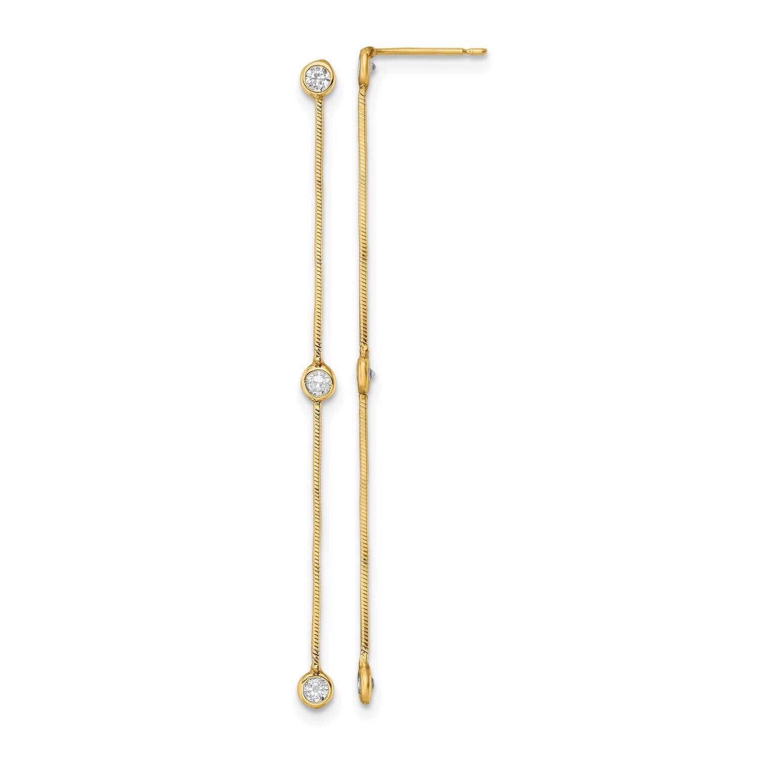 CZ Diamond Chain Dangle Post Earrings 14K Yellow Gold Polished YE1931, MPN: YE1931, 191101799631