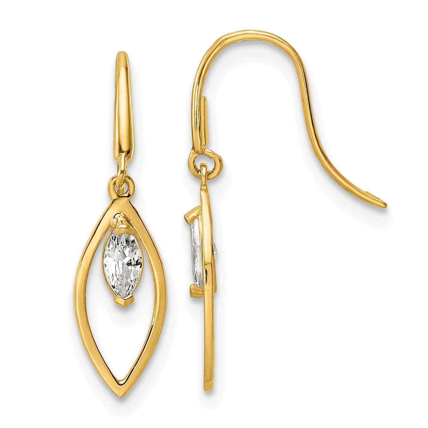 CZ Diamond Dangle Earrings 14k Gold YE1932