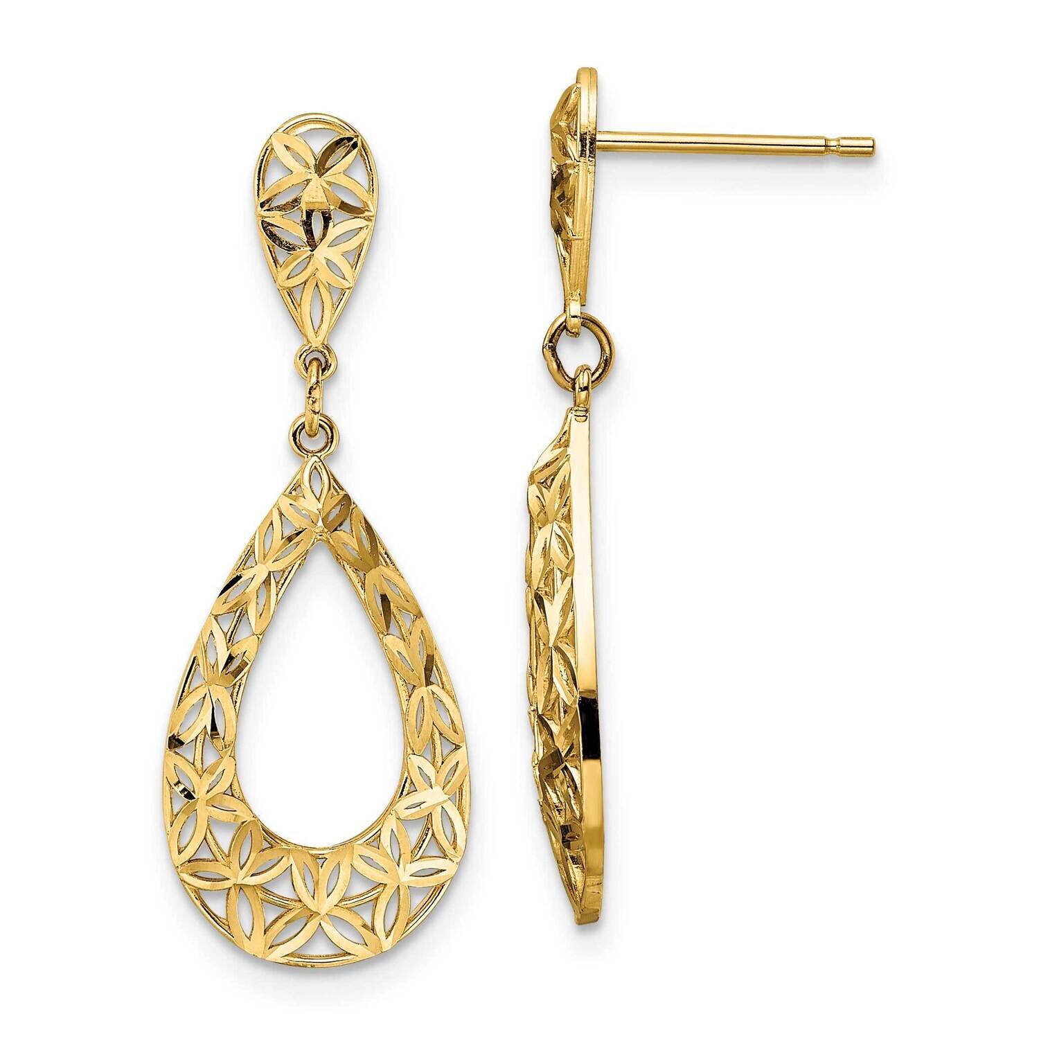 Diamond-Cut Dangle Post Earrings 14k Gold YE1934