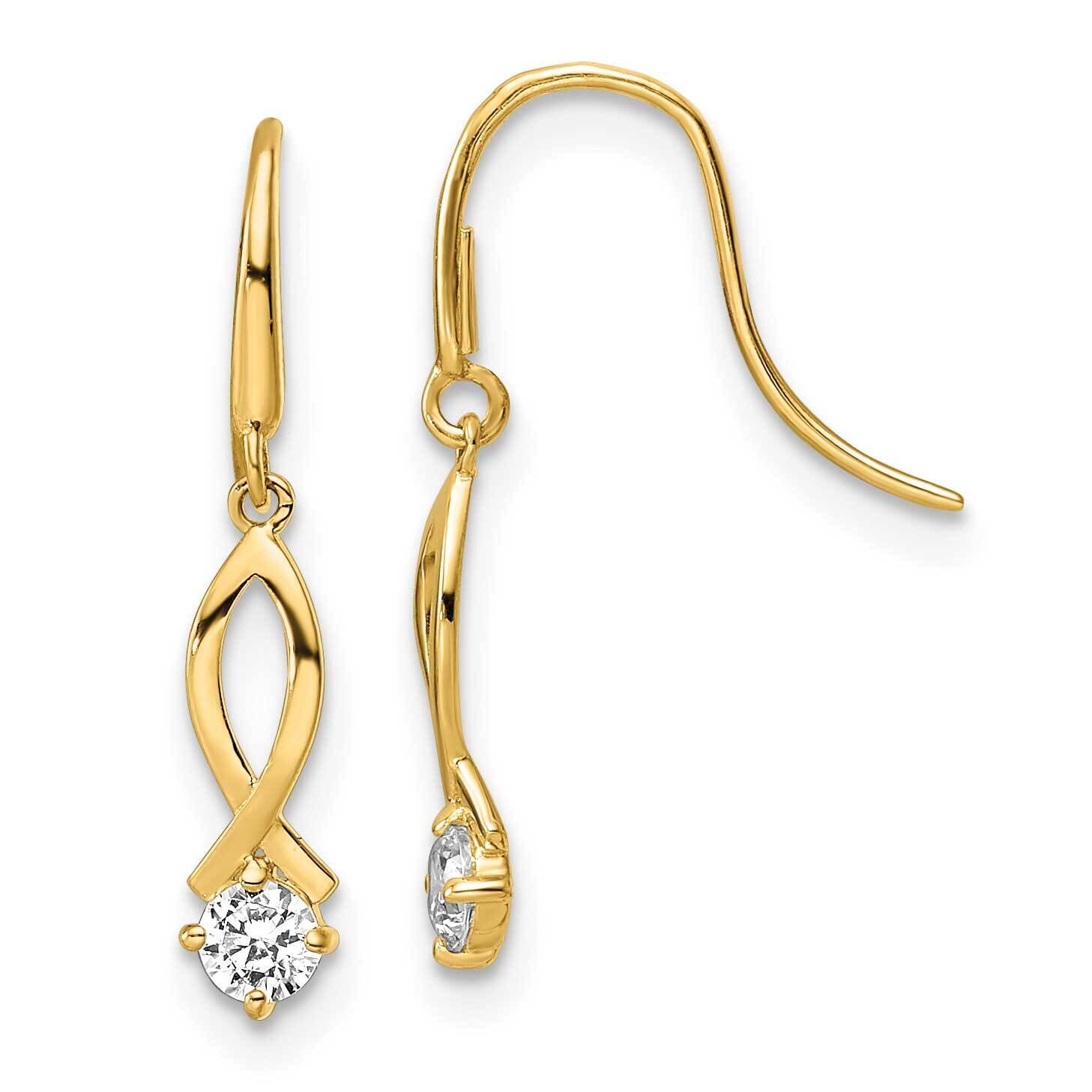 CZ Diamond Dangle Earrings 14k Gold YE1935