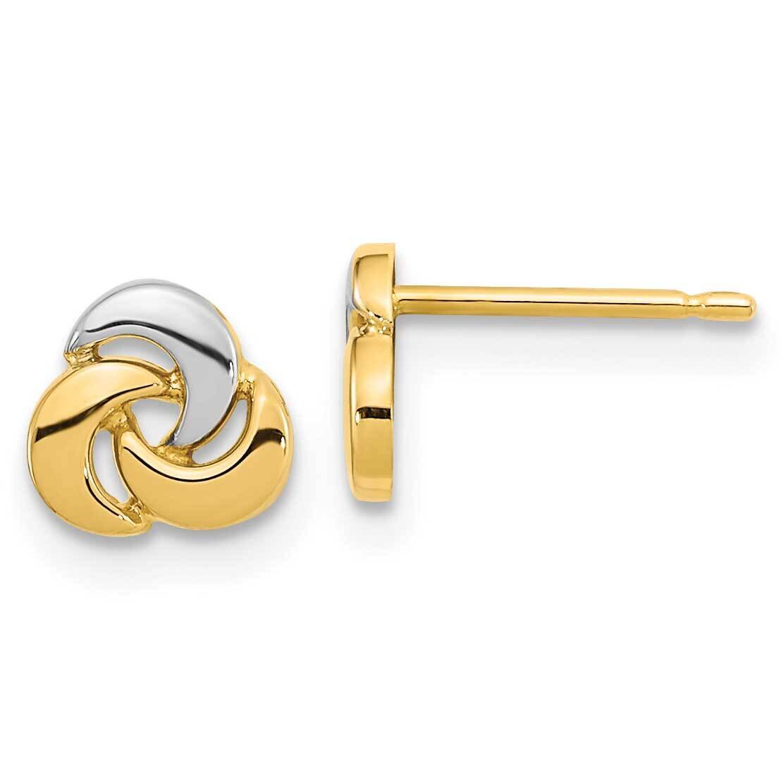 White Rhodium Knot Post Earrings 14k Gold Polished YE1938, MPN: YE1938, 191101799594