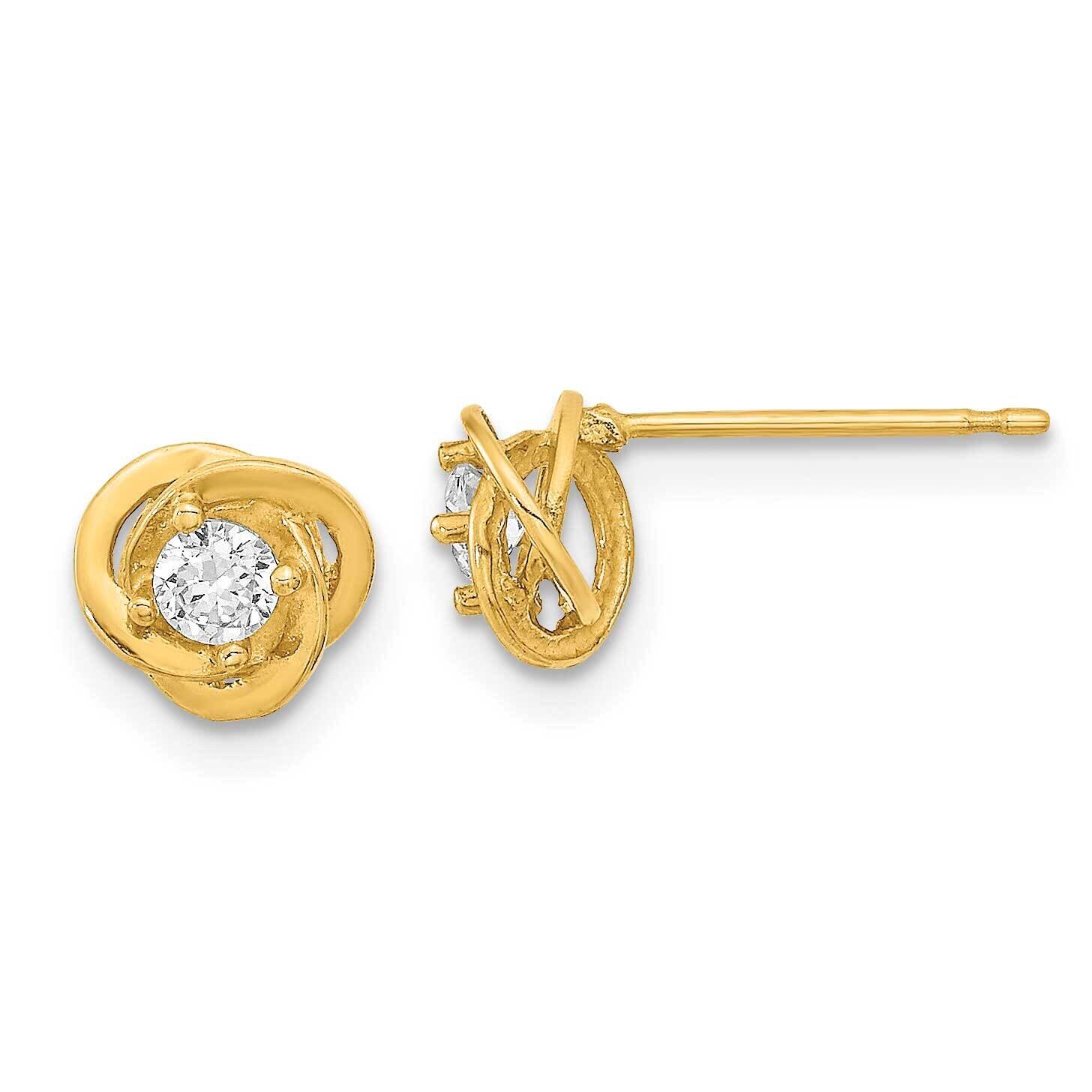 Love Knot with CZ Diamond Post Earrings 14k Gold Polished YE1940, MPN: YE1940, 191101799570