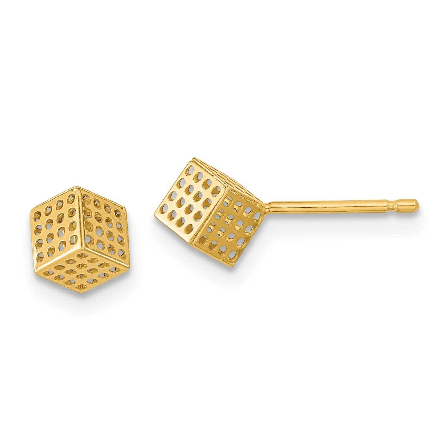 Hollow Block Post Earrings 14k Gold YE1946, MPN: YE1946, 191101799518