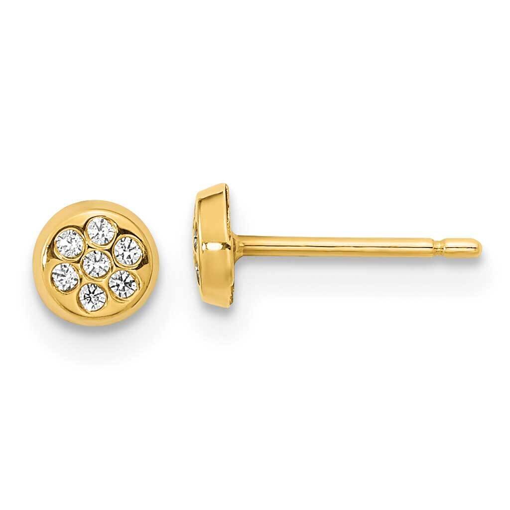 CZ Diamond Circle Post Earrings 14k Gold Polished YE1951, MPN: YE1951, 191101799464