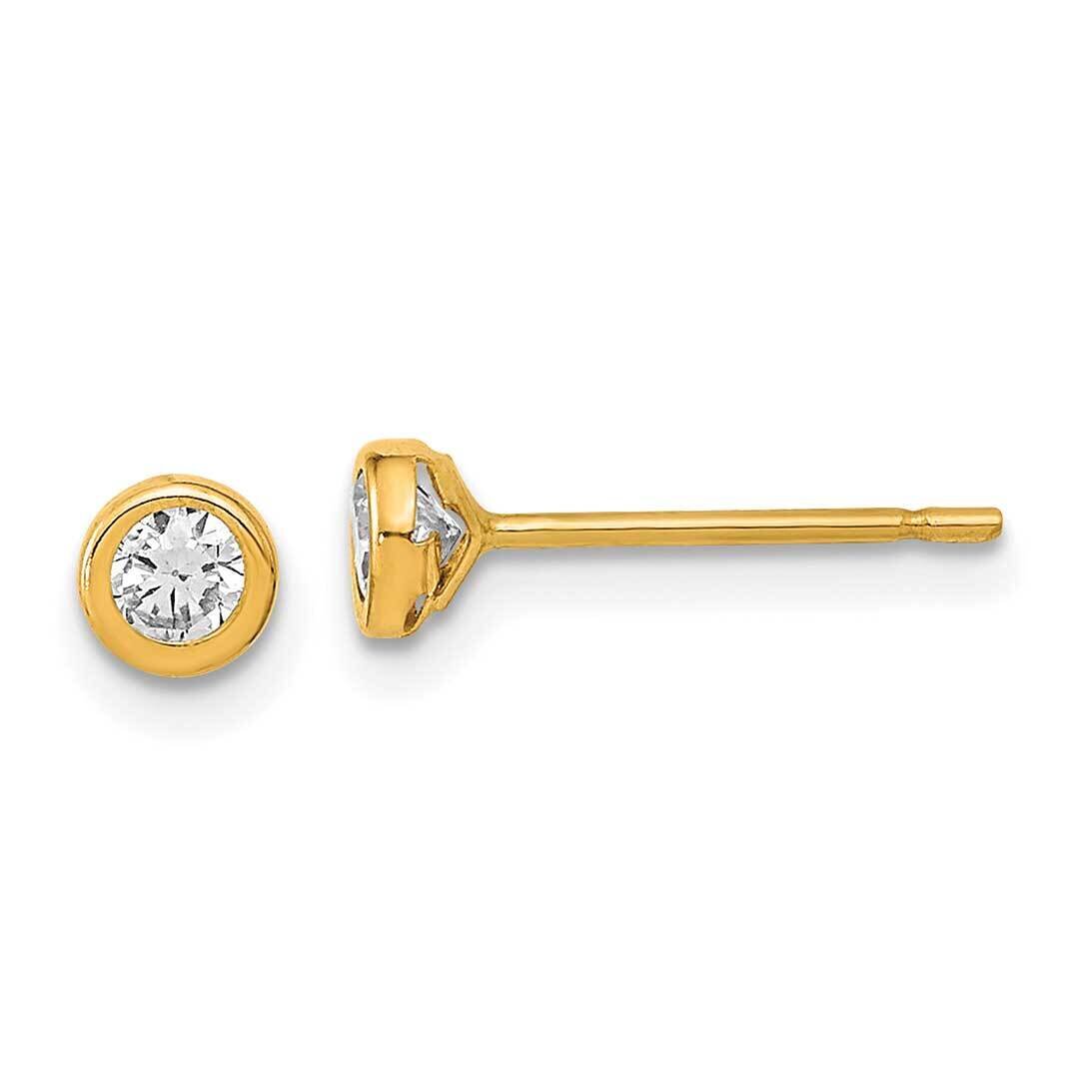 Circle Bezel CZ Diamond Post Earrings 14k Gold Polished YE1954, MPN: YE1954, 191101799433