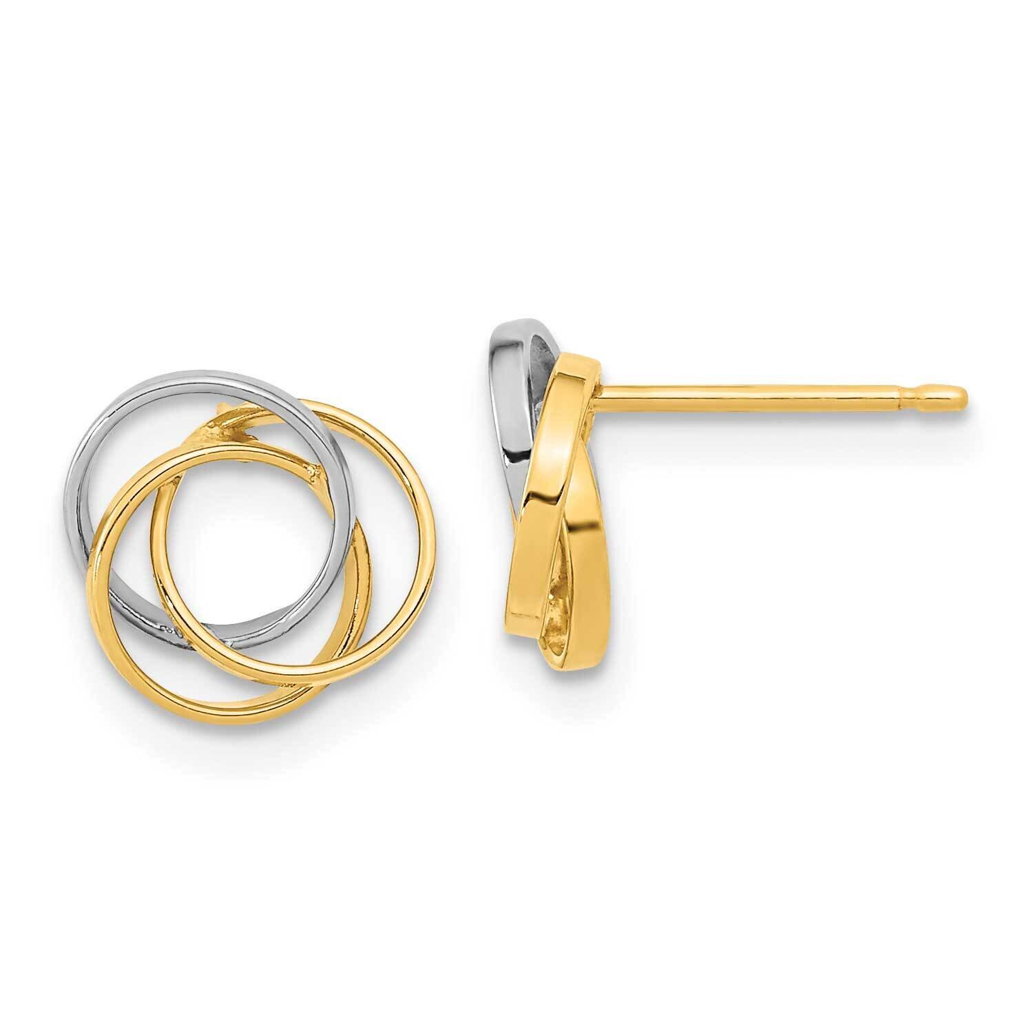 White Rhodium Polished Three Circle Post Earrings 14k Gold YE1957, MPN: YE1957, 191101799402