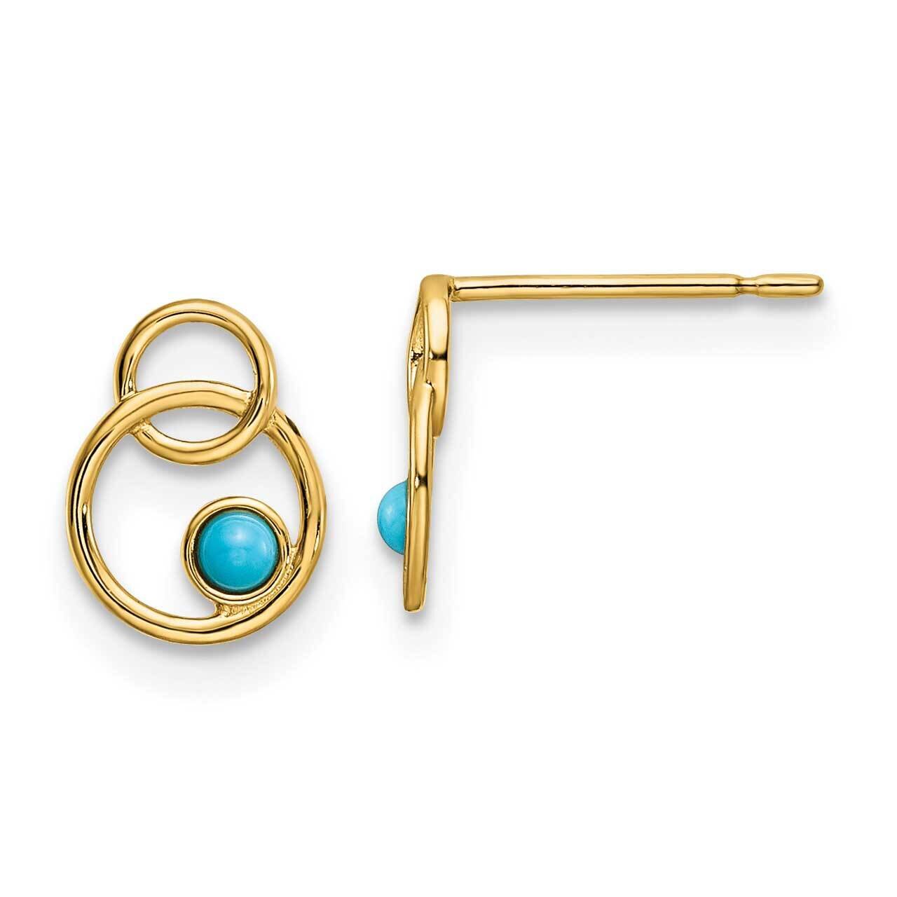 Synthetic Turquoise Post Earrings 14k Gold YE1960, MPN: YE1960, 191101799372