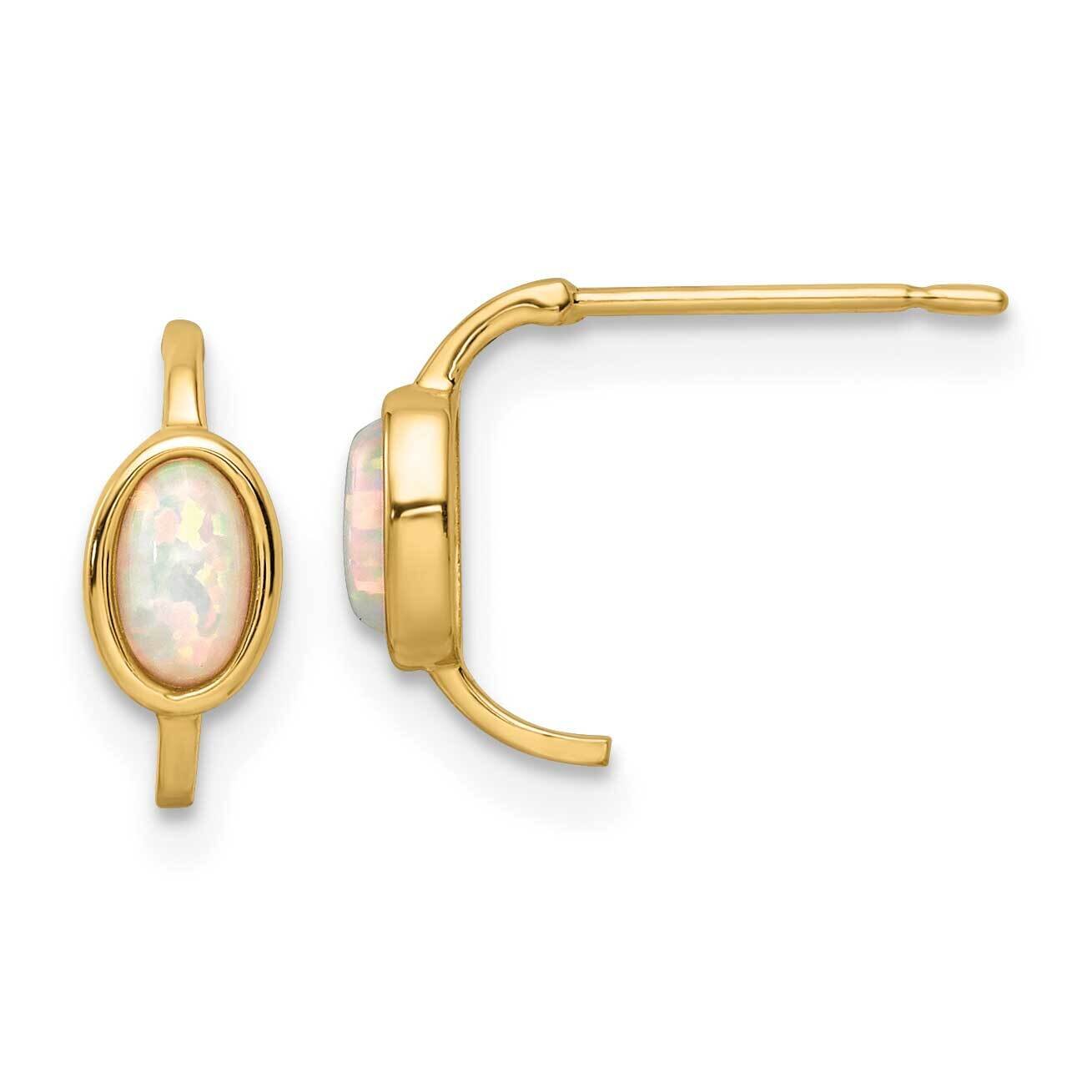 Created Opal J-Hoop Post Earrings 14k Gold YE1997