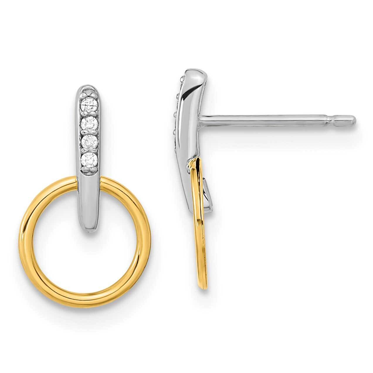 CZ Diamond Open Circle Post Earrings 14k Two-Tone Gold YE2001, MPN: YE2001, 191101798986