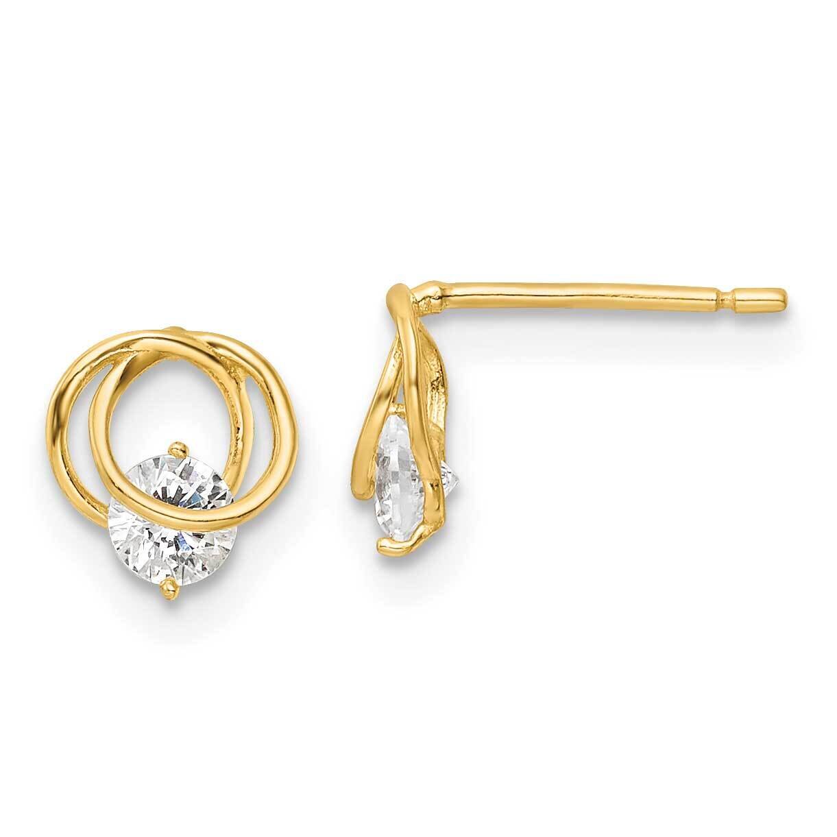 CZ Diamond Circles Post Earrings 14K Yellow Gold Polished YE2005, MPN: YE2005, 191101798962