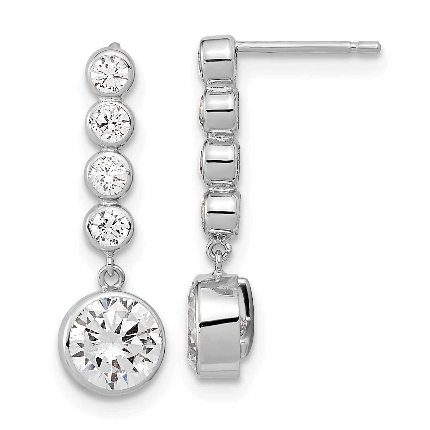 CZ Diamond Post Dangle Earrings 14k White Gold YE2018, MPN: YE2018, 191101798849