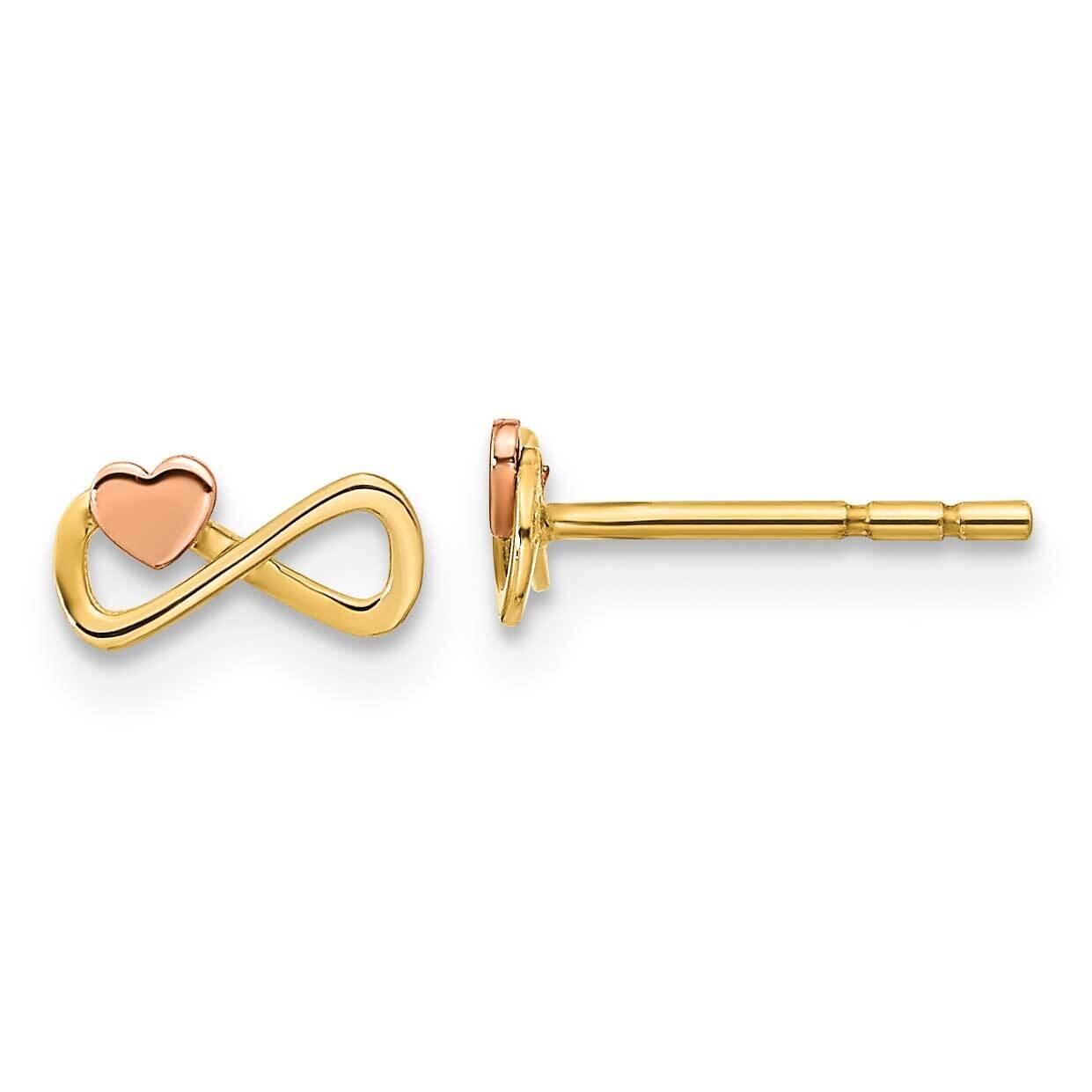 Infinity with Heart Post Earrings 14k Two-Tone Gold YE2023, MPN: YE2023, 191101798801