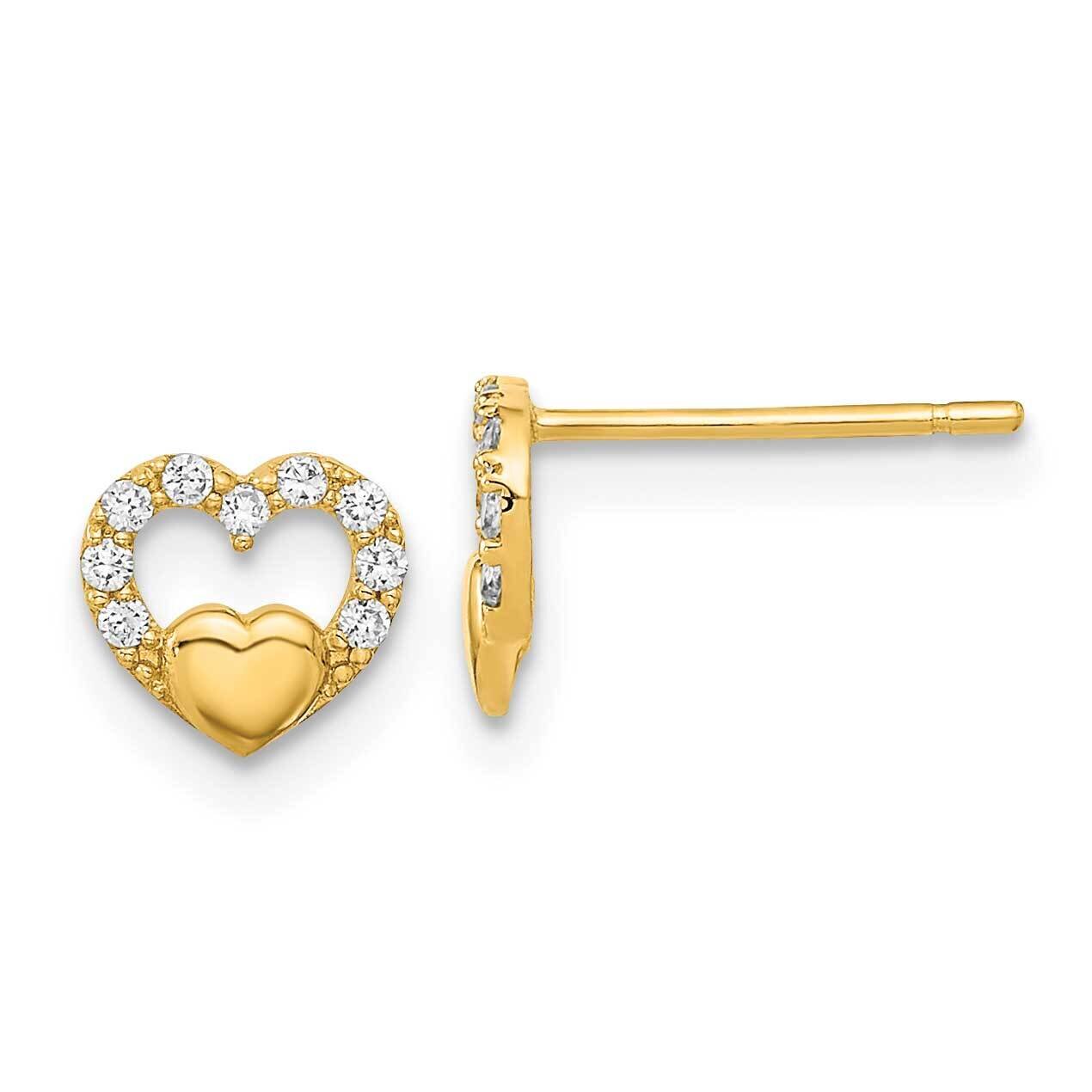 Cut Out Heart CZ Diamond Post Earrings 14k Gold Polished YE2032, MPN: YE2032, 191101798740