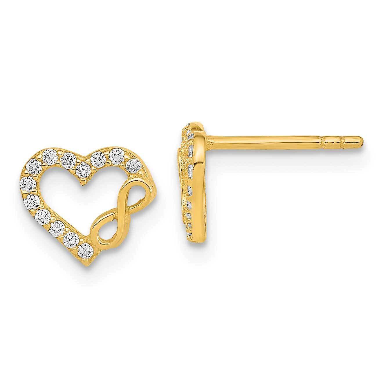 Cut Out Heart and Infinity Sign CZ Diamond Post Earrings 14k Gold Polished YE2033, MPN: YE2033, 191…