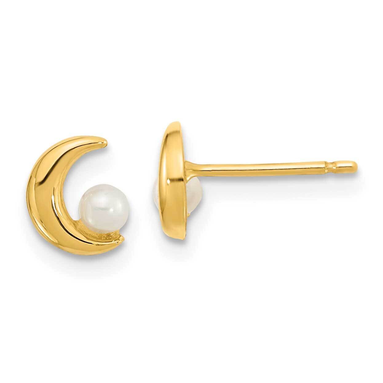 Half Moon 2.5-3mm Freshwater Cultured Pearl Post Earrings 14k Gold Polished YE2054, MPN: YE2054, 19…