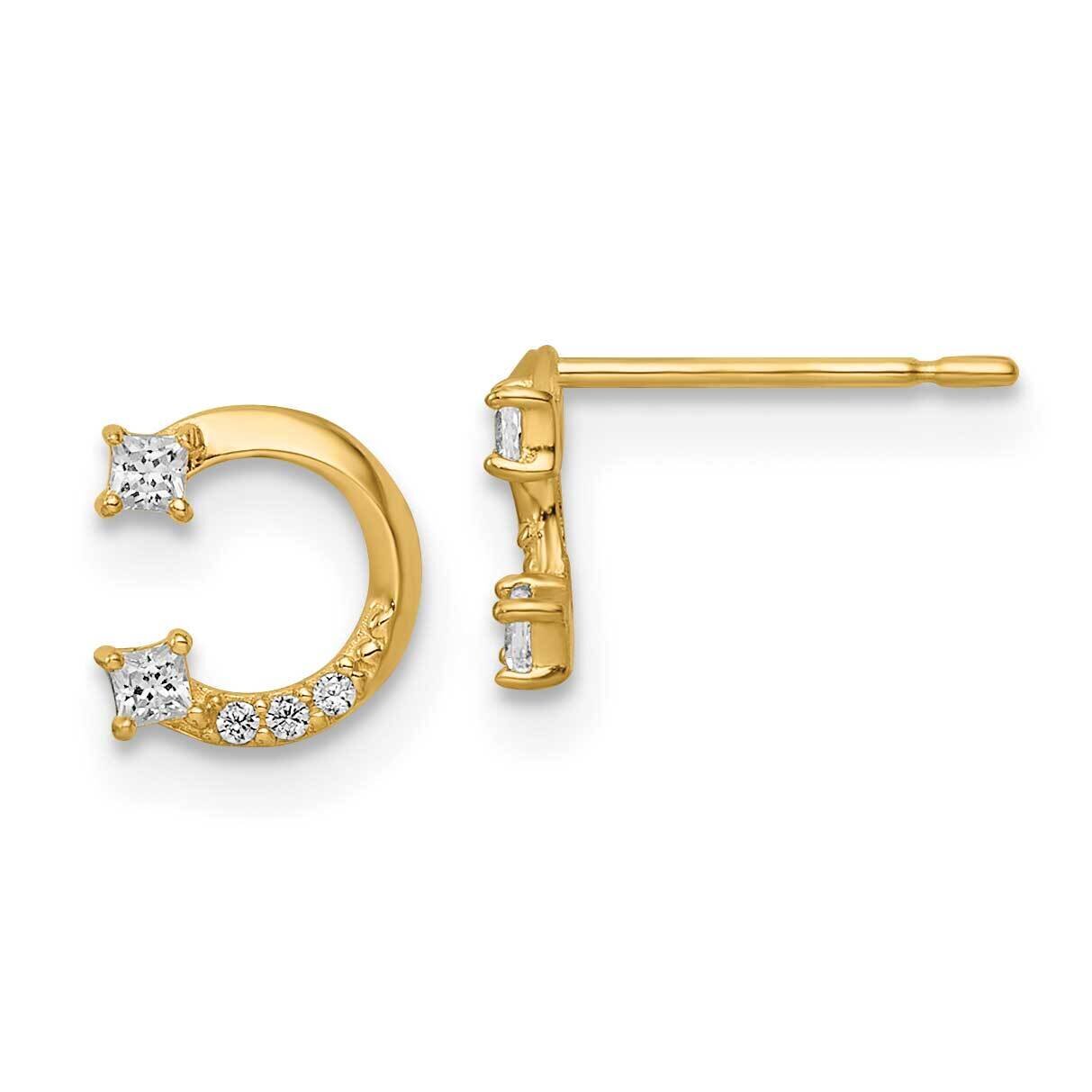 CZ Diamond Horseshoe Post Earrings 14k Gold YE2057