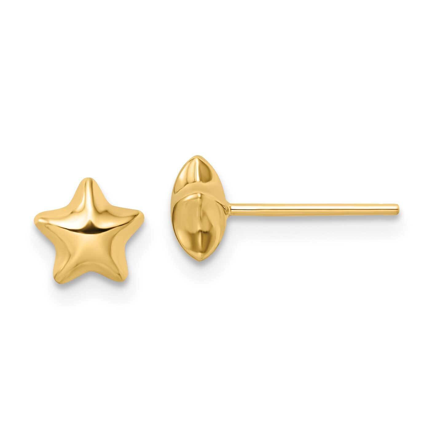 Small Puffed Star Post Earrings 14k Gold Polished YE2064