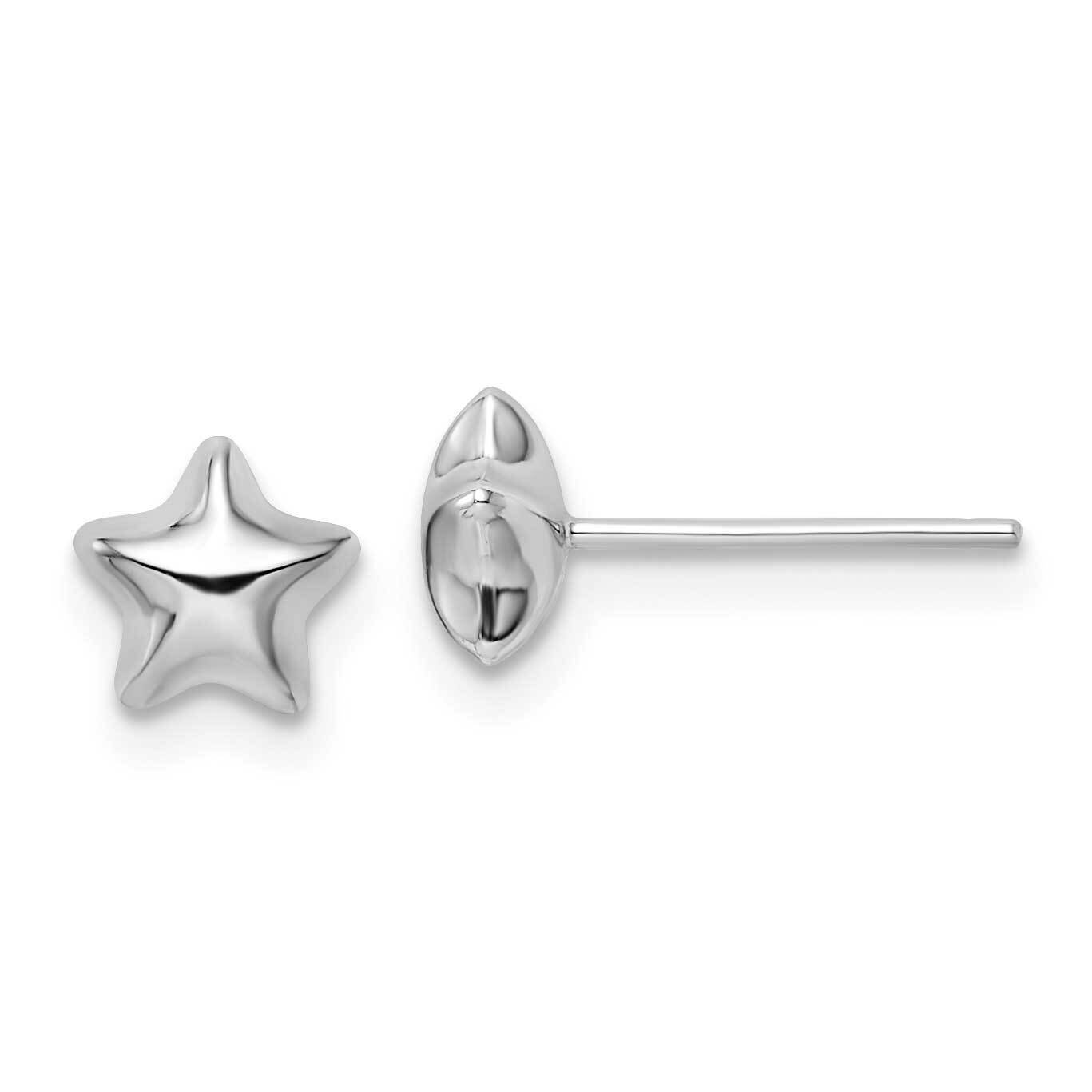 White Polished Small Puffed Star Post Earrings 14k Gold YE2065, MPN: YE2065, 191101786617