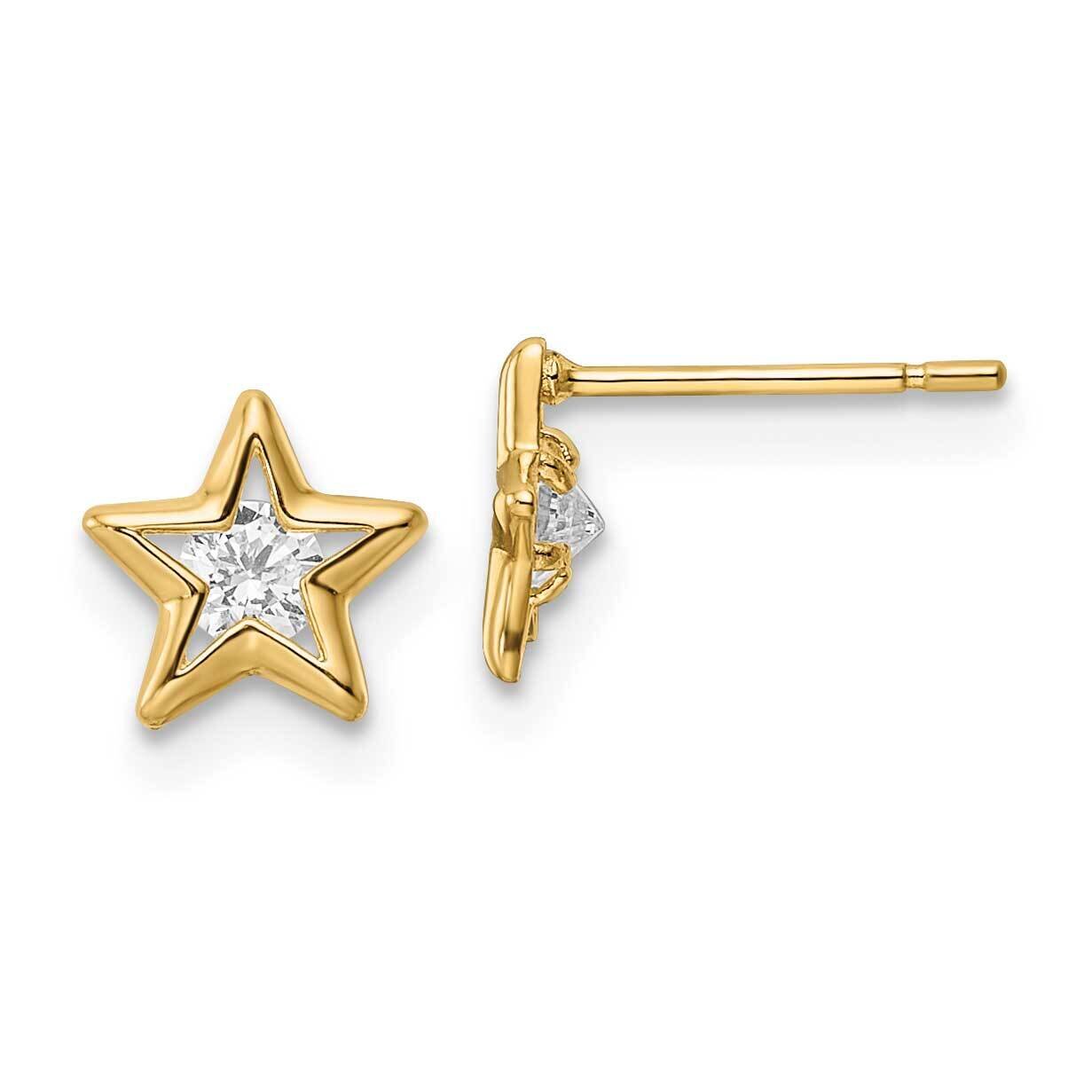 CZ Diamond Star Post Earrings 14k Gold YE2068, MPN: YE2068, 716838360079
