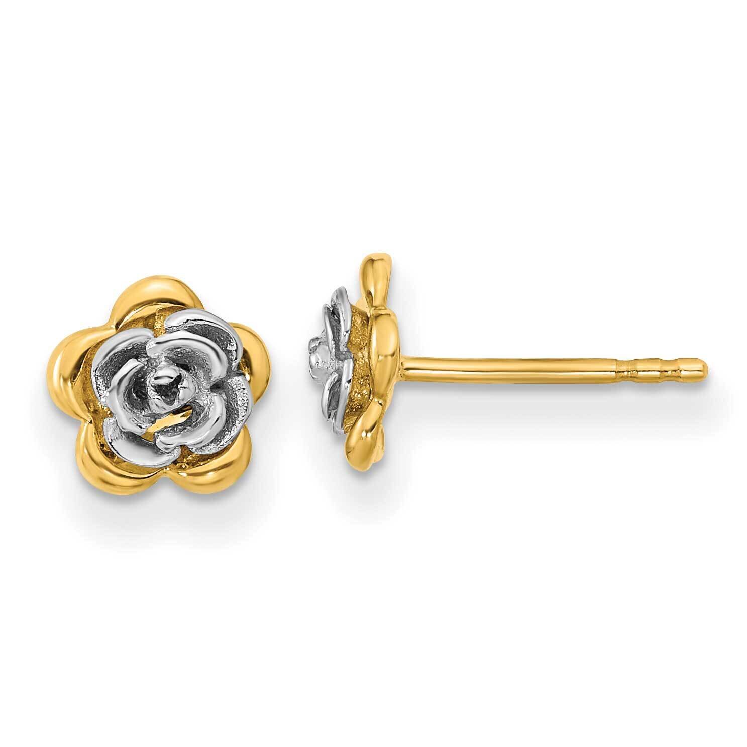 Flower Post Earrings 14k Two-Tone Gold YE2081, MPN: YE2081, 191101786464