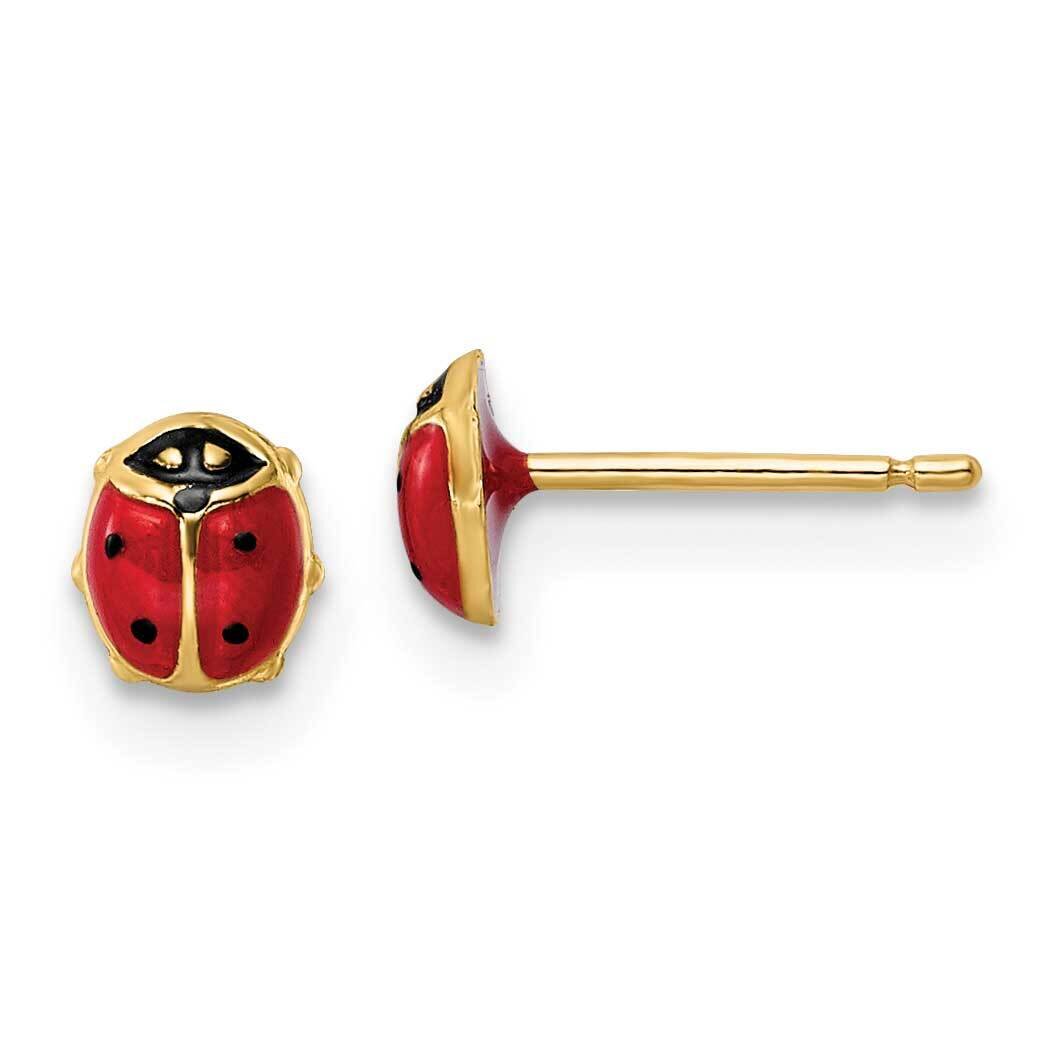 Enameled Small Ladybug Post Earrings 14k Gold Polished YE2083, MPN: YE2083, 191101786440