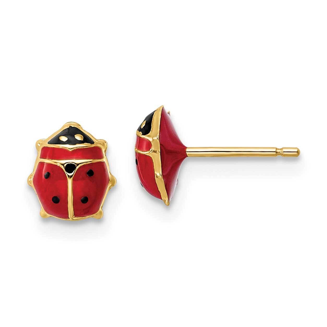 Enameled Medium Ladybug Post Earrings 14k Gold Polished YE2084, MPN: YE2084, 191101786433