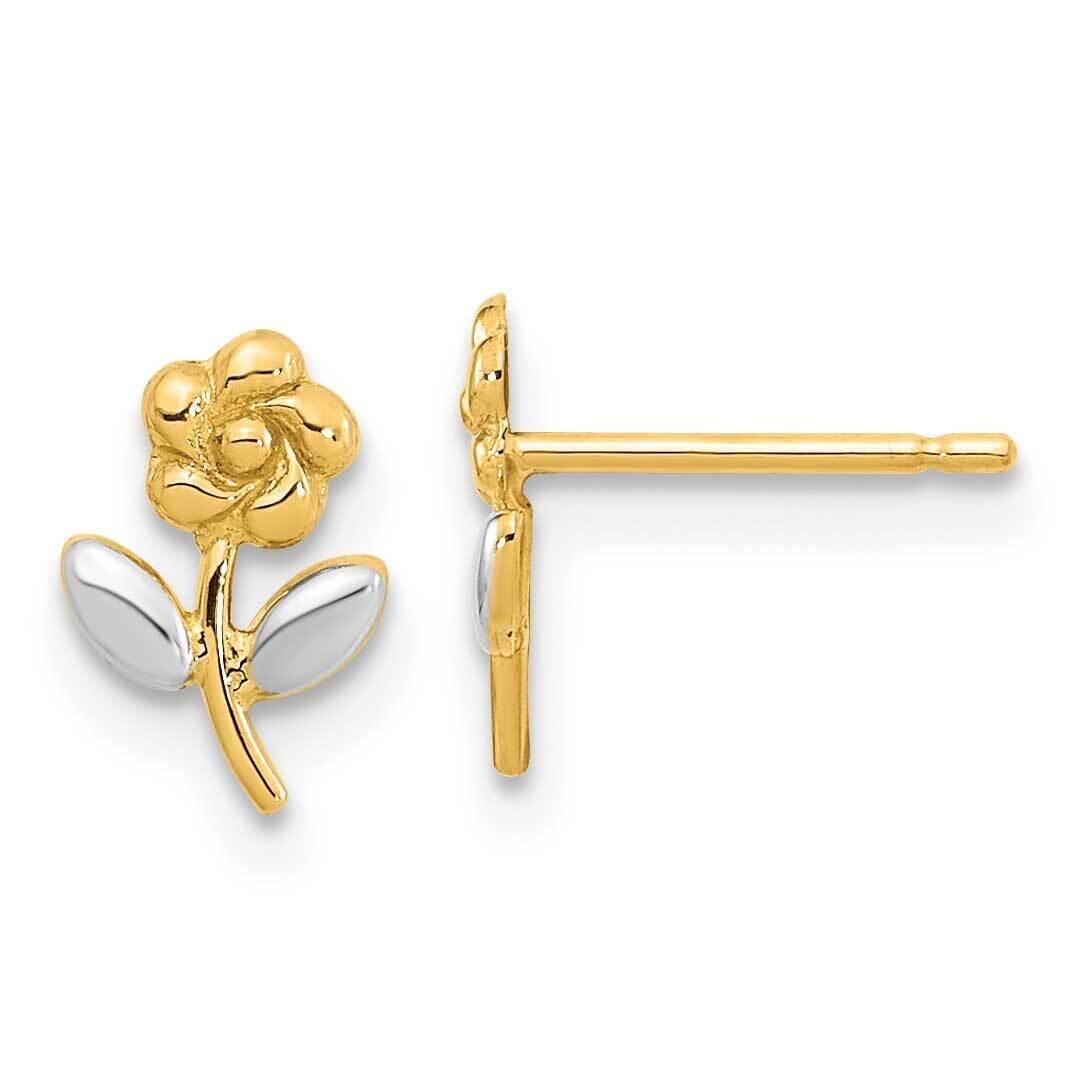 Rhodium Flower Post Earrings 14k Gold YE2092, MPN: YE2092, 191101786358