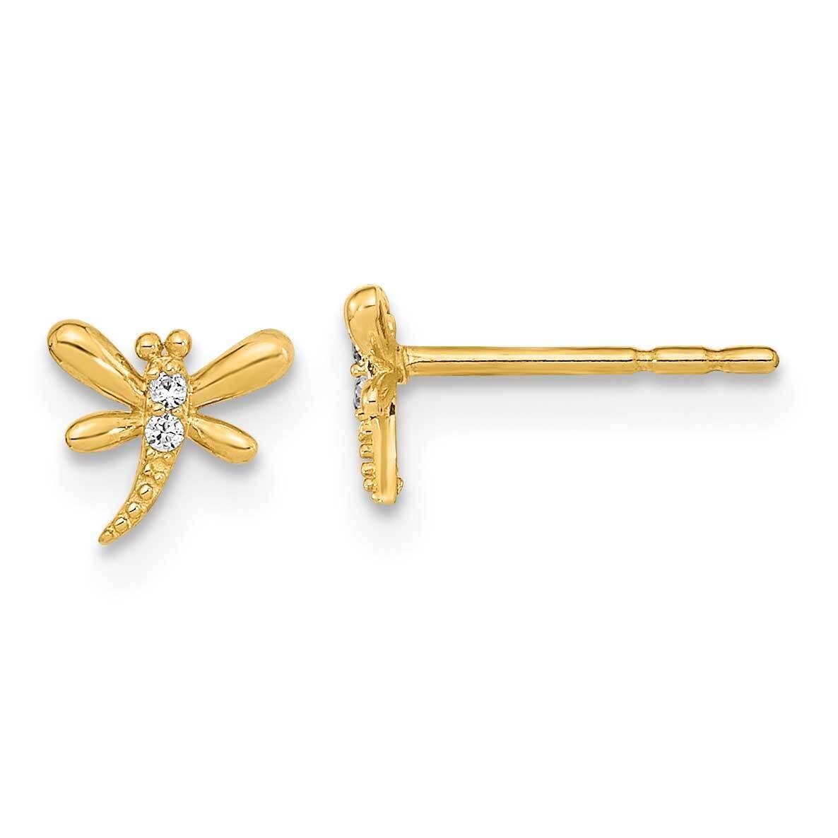Dragonfly with CZ Diamond Post Earrings 14k Gold Polished YE2101, MPN: YE2101, 191101786266
