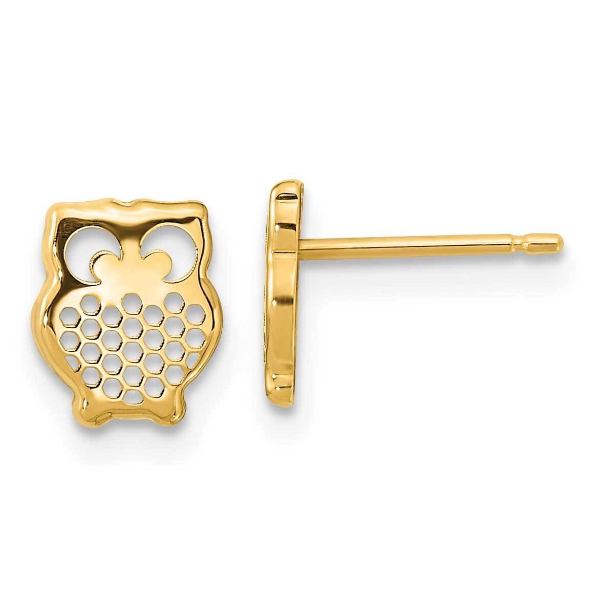 Textured Owl Post Earrings 14k Gold YE2109, MPN: YE2109, 191101786181